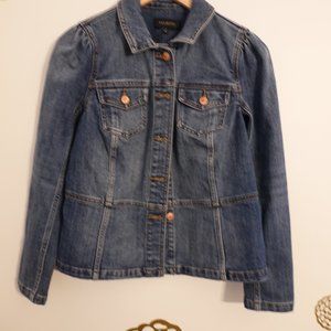 Vintage Denim Jacket Puff Shoulder & Easily Removeable Patch (EUC)